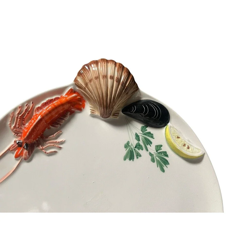 8 Oval Plates 1 Round Embossed Lobster Seafood Platter NapaStyle Portugal Italy